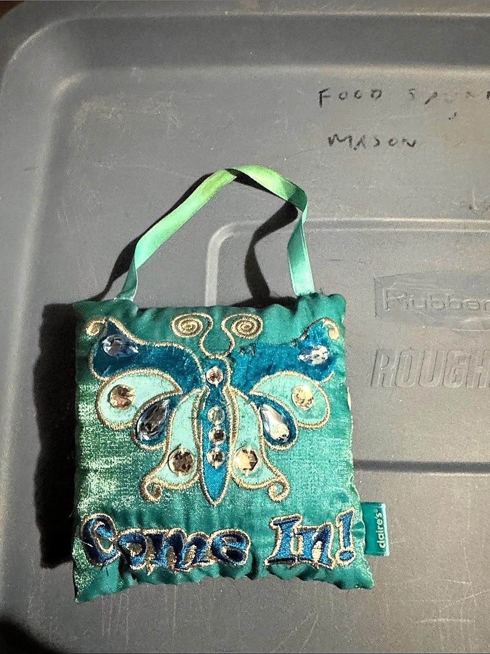 Claire's Embroidered Green & Blue Mini Door Hanger